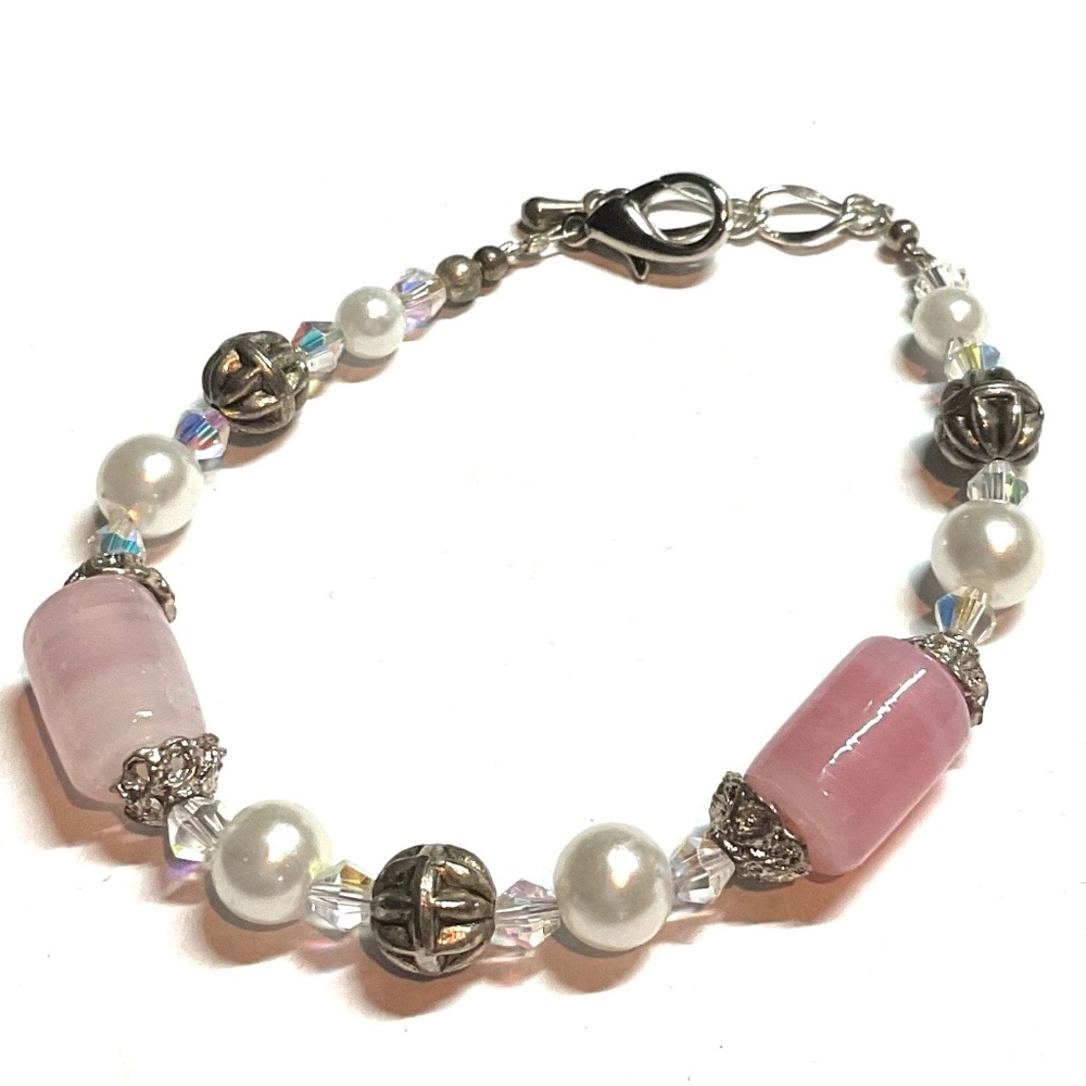 Apostle Creations Sassy Pink & White Pearl Bracelet